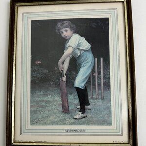 Vintage Pears Reproduction "Captain of the Eleven" Boy Cricket Player  Framed